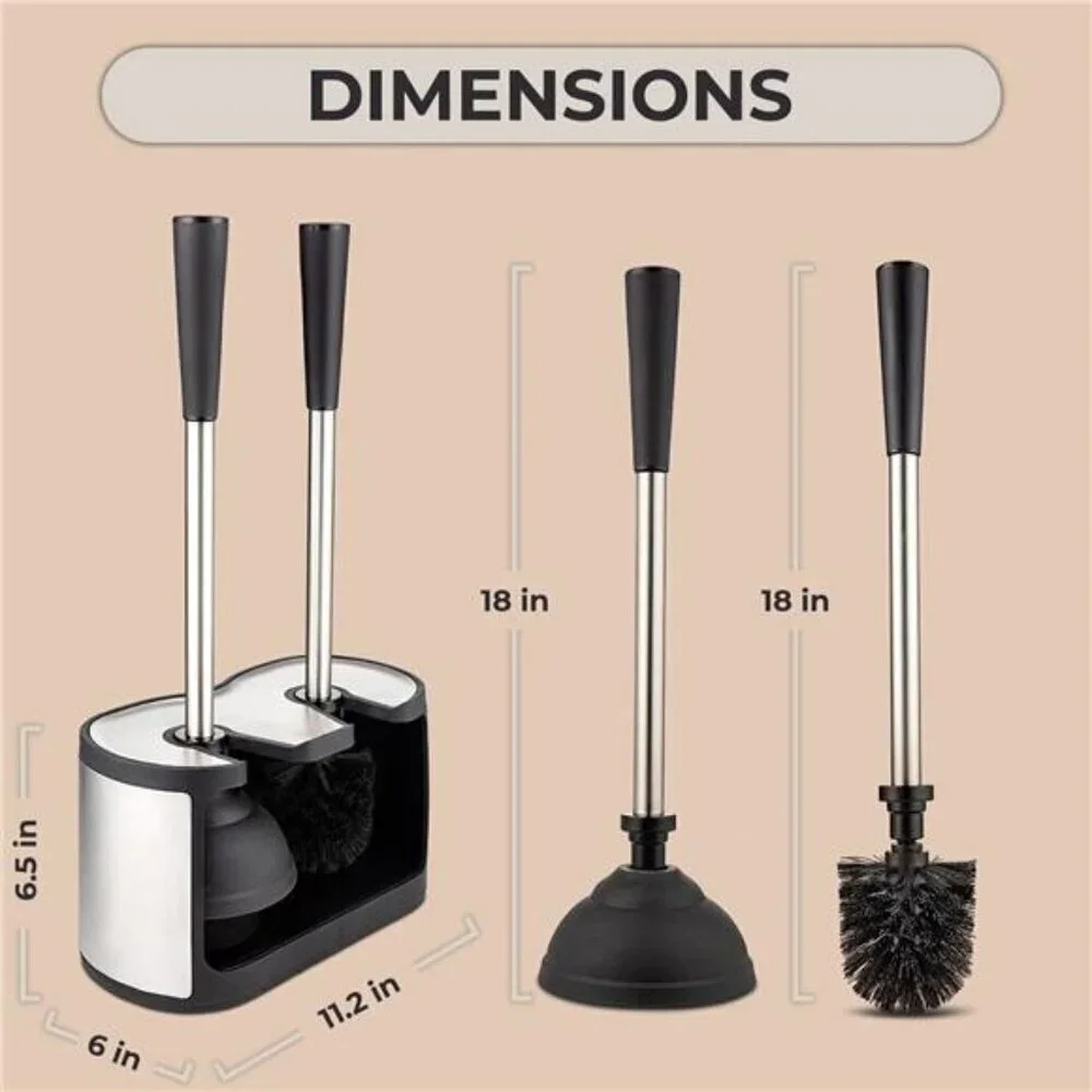 UMIEN Toilet Brush and Plunger Set Stainless Steel Anti-Rust Long Handles 2025